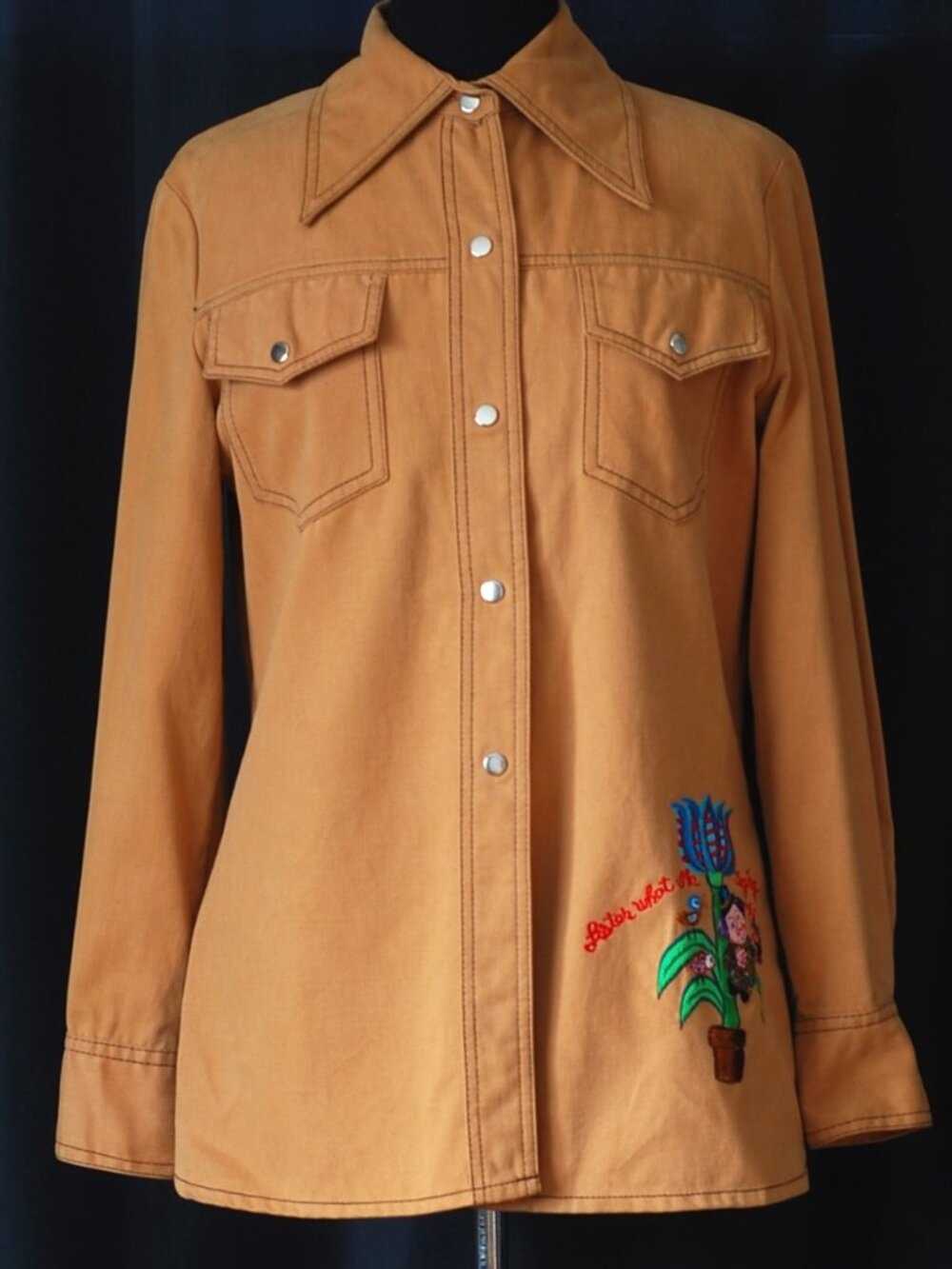 Alrich 1970's Embroidered Western Denim Jacket "Listen What I'm Singing" - HK